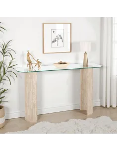 Modena Console Table - Clear Glass/Cream | Murphy Furniture