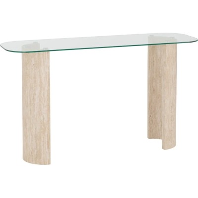 Modena Console Table - Clear Glass/Cream | Murphy Furniture
