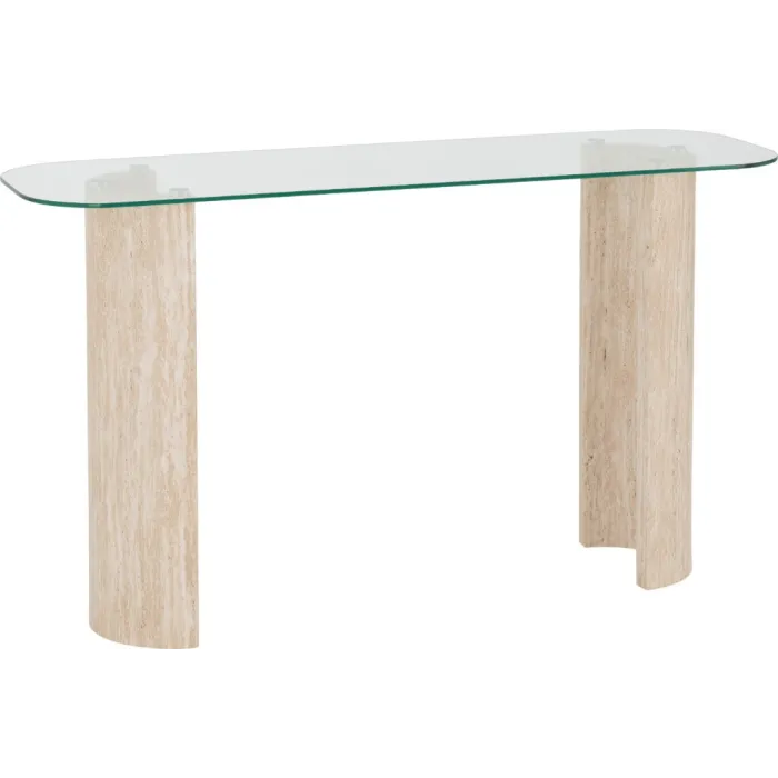 Modena Console Table - Clear Glass/Cream | Murphy Furniture