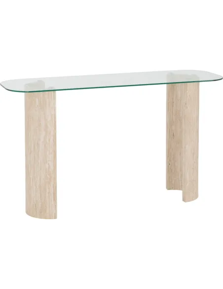 Modena Console Table - Clear Glass/Cream | Murphy Furniture
