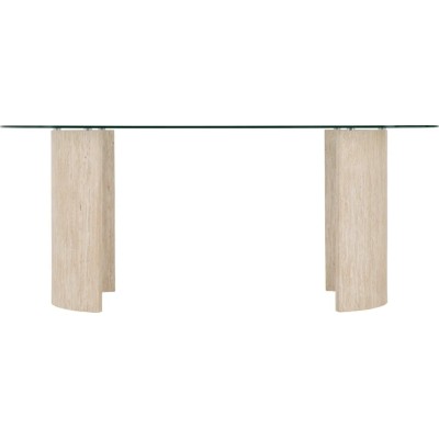 Modena Dining Table - Clear Glass/Cream | Murphy Furniture