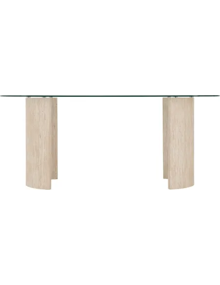 Modena Dining Table - Clear Glass/Cream | Murphy Furniture