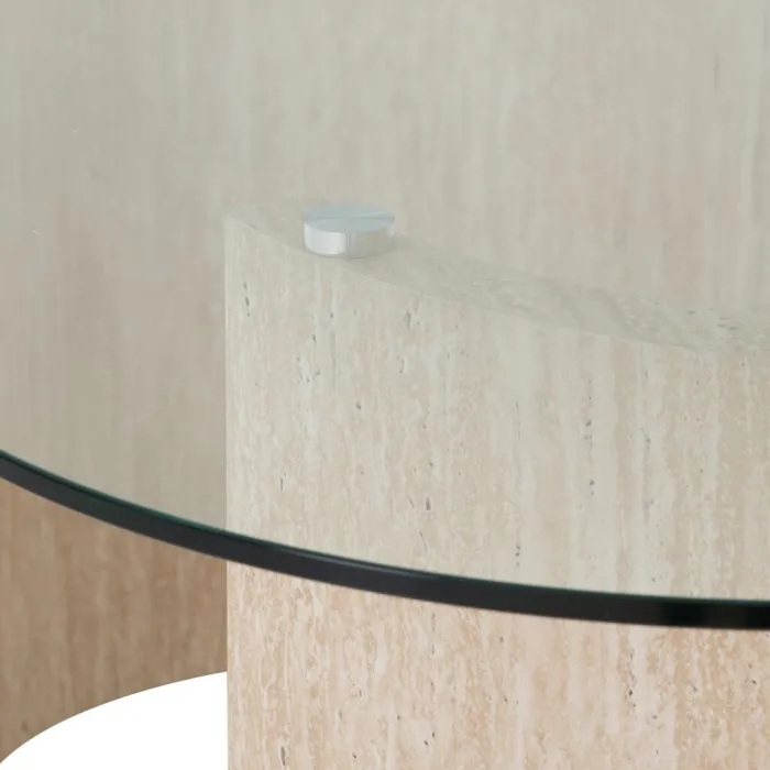 Modena Dining Table - Clear Glass/Cream | Murphy Furniture