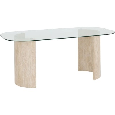 Modena Dining Table - Clear Glass/Cream | Murphy Furniture