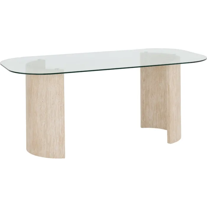 Modena Dining Table - Clear Glass/Cream | Murphy Furniture