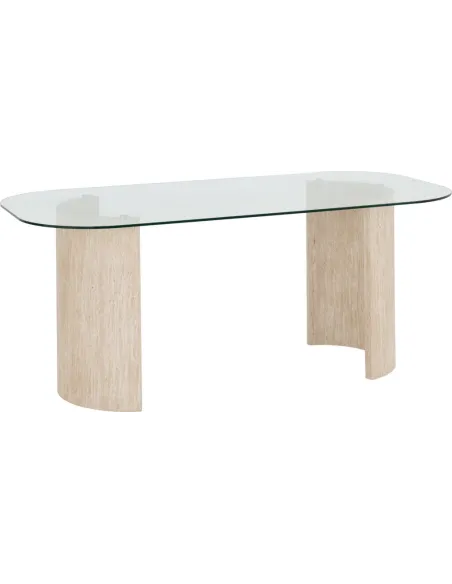 Modena Dining Table - Clear Glass/Cream | Murphy Furniture