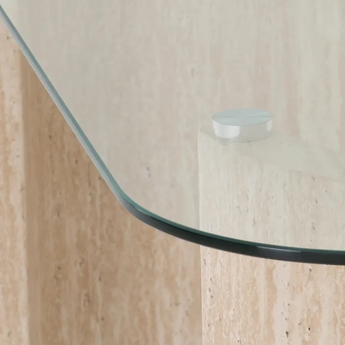 Modena Coffee Table - Clear Glass/Cream | Murphy Furniture