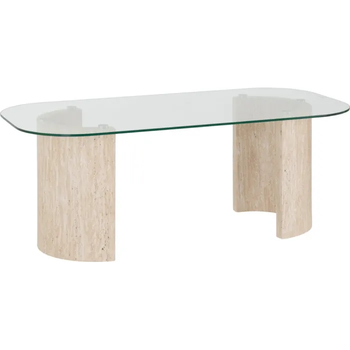 Modena Coffee Table - Clear Glass/Cream | Murphy Furniture