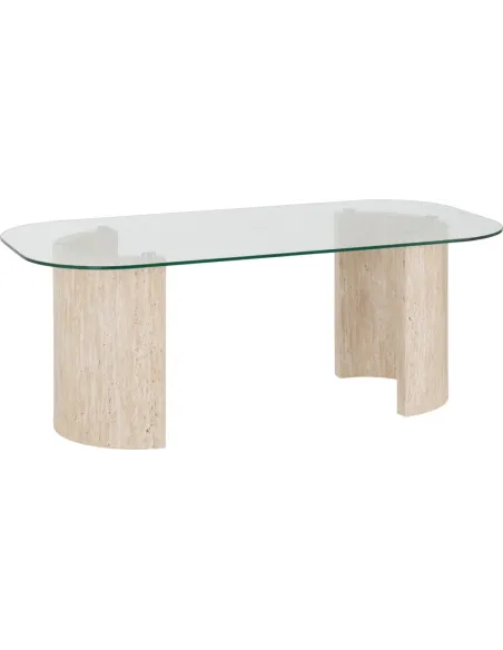 Modena Coffee Table - Clear Glass/Cream | Murphy Furniture