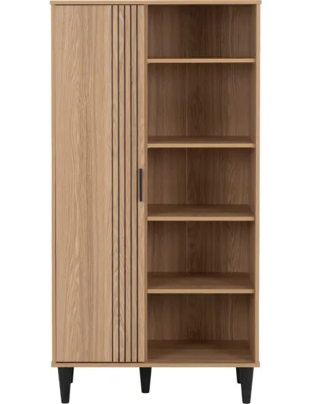 Tessa 1 Door Bookcase - Natural Oak Effe | Murphy Furniture