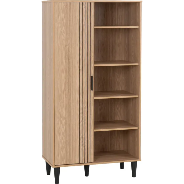 Tessa 1 Door Bookcase - Natural Oak Effe | Murphy Furniture