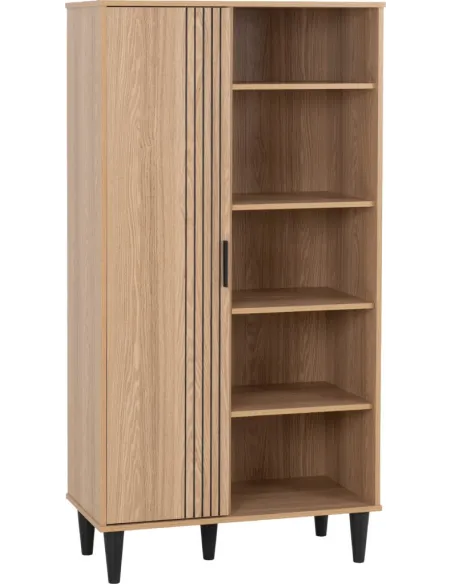 Tessa 1 Door Bookcase - Natural Oak Effe | Murphy Furniture