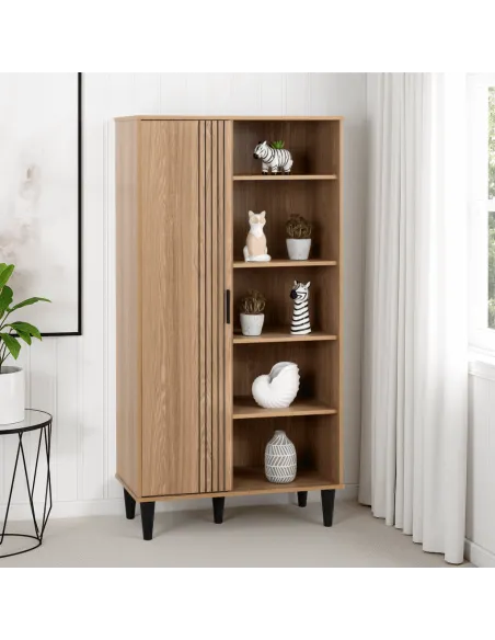 Tessa 1 Door Bookcase - Natural Oak Effe | Murphy Furniture