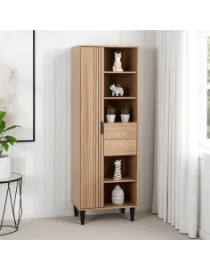 Tessa 1 Door 2 Drawer Bookcase - Natural | Murphy Furniture