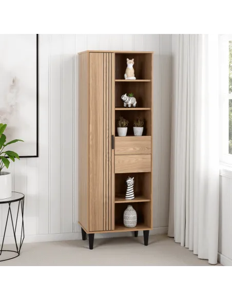 Tessa 1 Door 2 Drawer Bookcase - Natural | Murphy Furniture