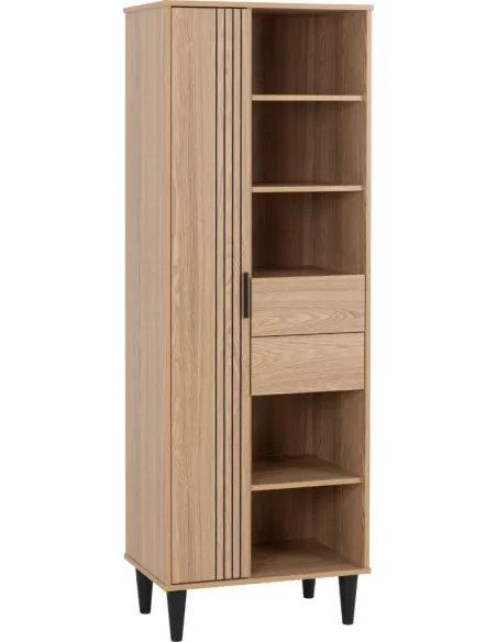 Tessa 1 Door 2 Drawer Bookcase - Natural | Murphy Furniture