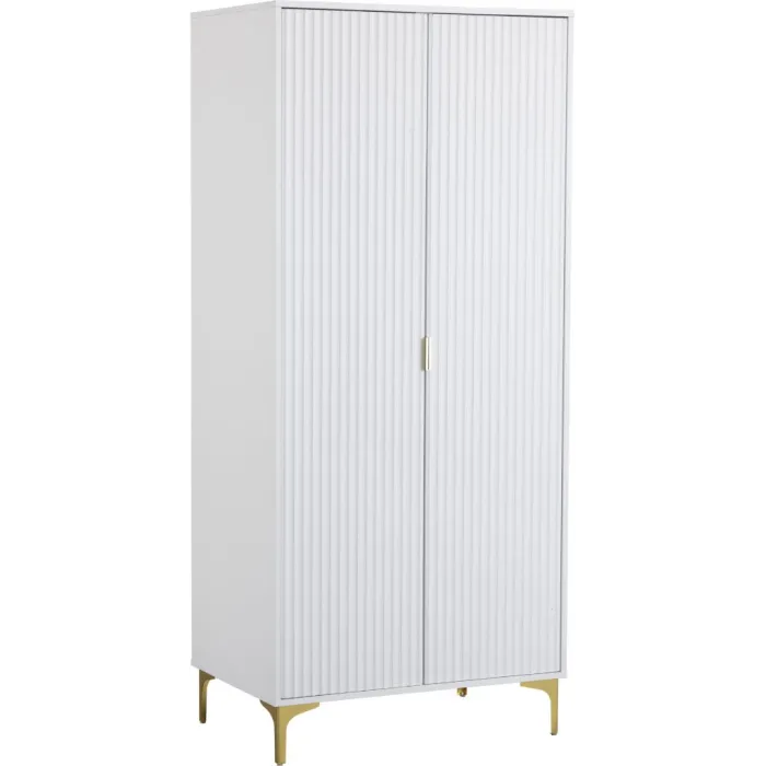 Miami 2 Door Wardrobe - White/Gold | Murphy Furniture