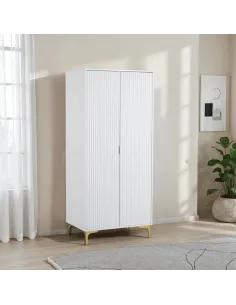 Miami 2 Door Wardrobe - White/Gold | Murphy Furniture