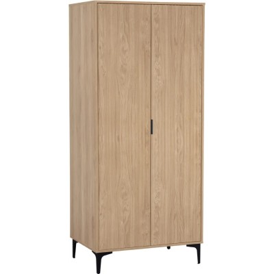 Miami 2 Door Wardrobe - Oak Effect/Black | Murphy Furniture
