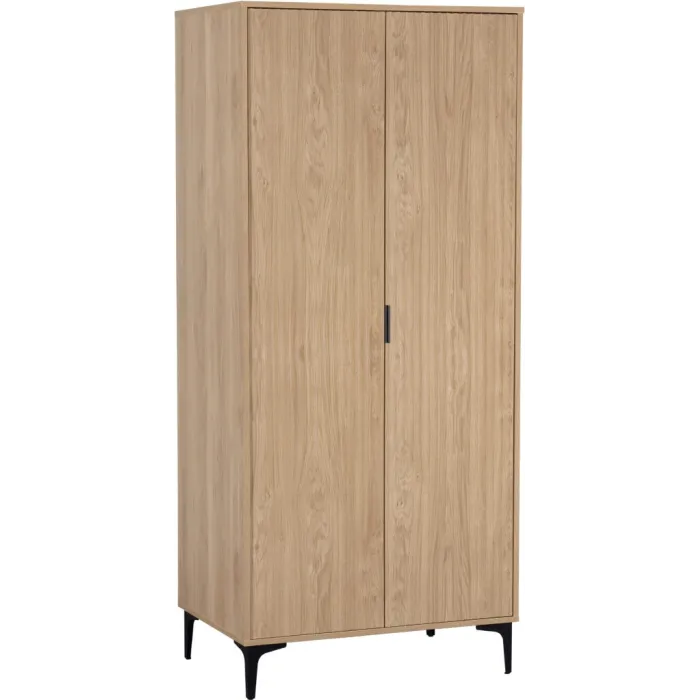 Miami 2 Door Wardrobe - Oak Effect/Black | Murphy Furniture