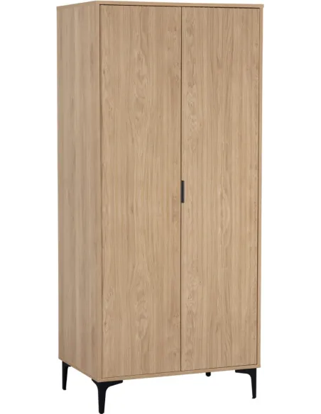 Miami 2 Door Wardrobe - Oak Effect/Black | Murphy Furniture