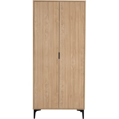 Miami 2 Door Wardrobe - Oak Effect/Black | Murphy Furniture