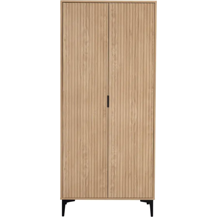 Miami 2 Door Wardrobe - Oak Effect/Black | Murphy Furniture