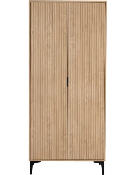 Miami 2 Door Wardrobe - Oak Effect/Black | Murphy Furniture