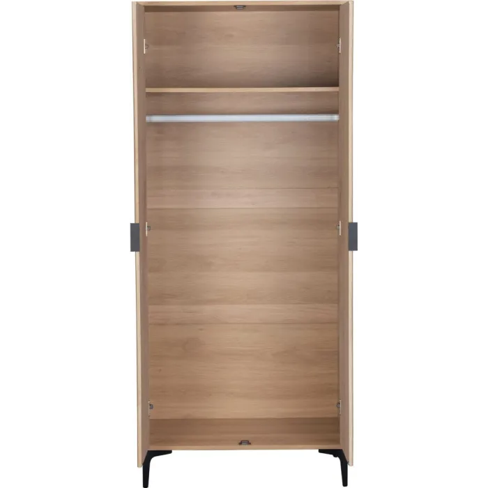 Miami 2 Door Wardrobe - Oak Effect/Black | Murphy Furniture
