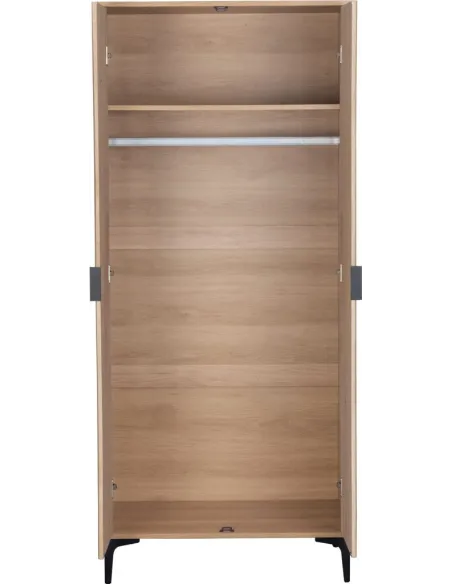 Miami 2 Door Wardrobe - Oak Effect/Black | Murphy Furniture