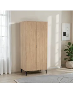 Miami 2 Door Wardrobe - Oak Effect/Black | Murphy Furniture