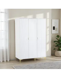 Miami 3 Door Wardrobe - White/Gold | Murphy Furniture