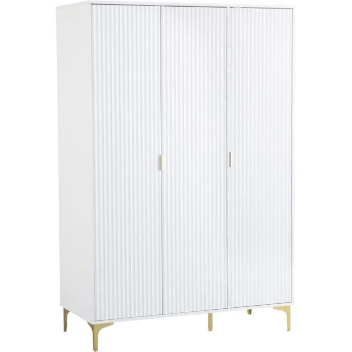 Miami 3 Door Wardrobe - White/Gold | Murphy Furniture
