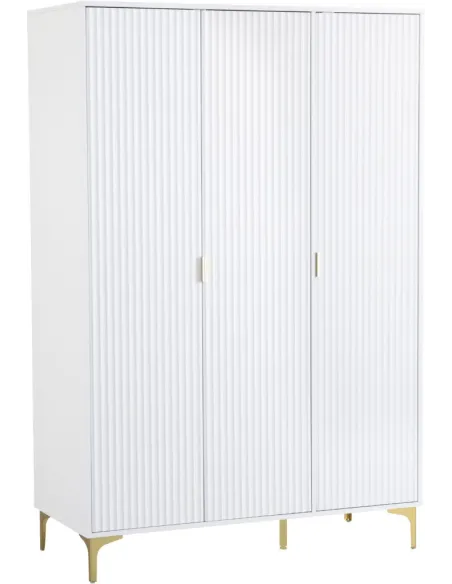 Miami 3 Door Wardrobe - White/Gold | Murphy Furniture