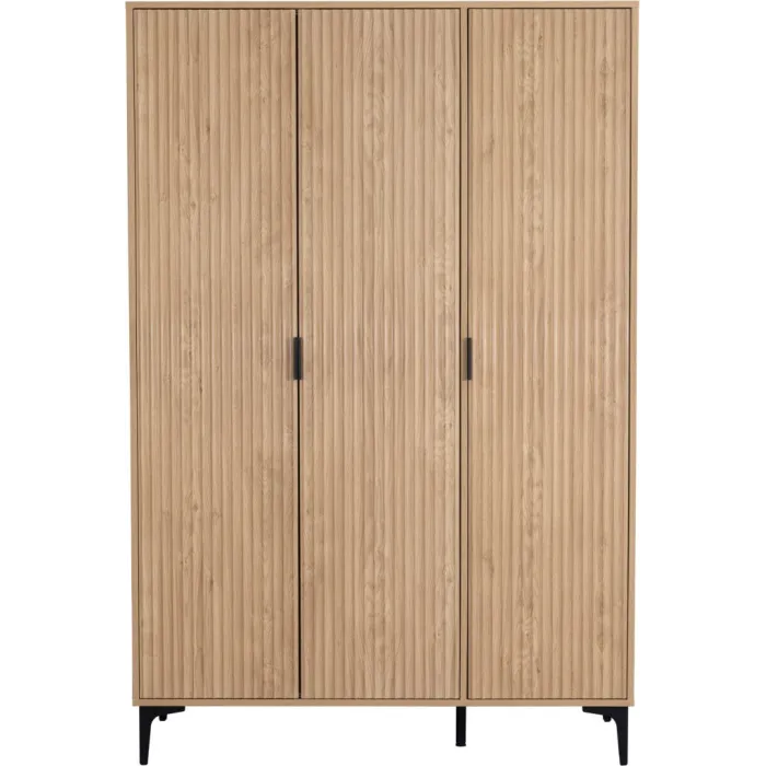 Miami 3 Door Wardrobe - Oak Effect/Black | Murphy Furniture