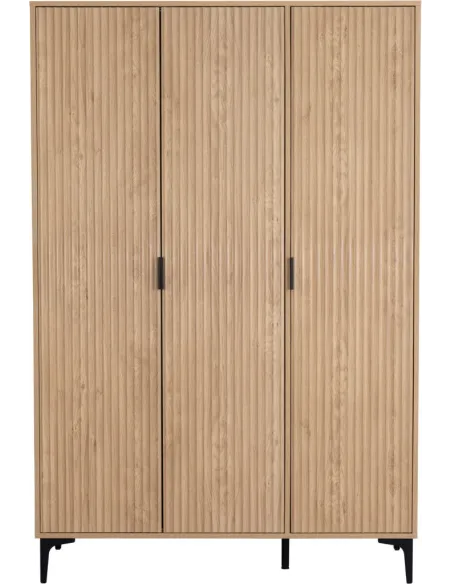 Miami 3 Door Wardrobe - Oak Effect/Black | Murphy Furniture