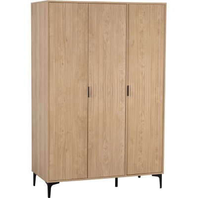 Miami 3 Door Wardrobe - Oak Effect/Black | Murphy Furniture