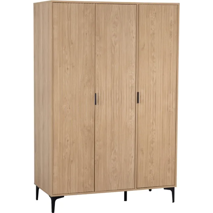 Miami 3 Door Wardrobe - Oak Effect/Black | Murphy Furniture