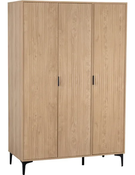Miami 3 Door Wardrobe - Oak Effect/Black | Murphy Furniture