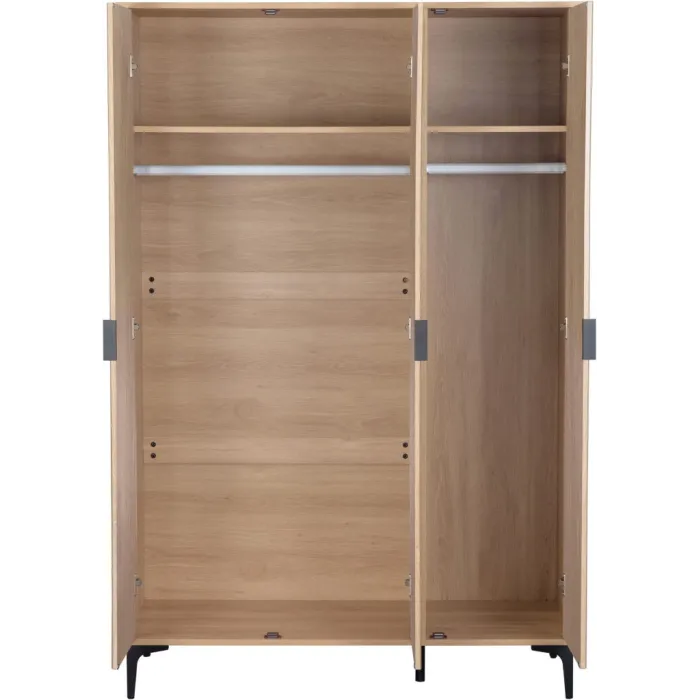 Miami 3 Door Wardrobe - Oak Effect/Black | Murphy Furniture