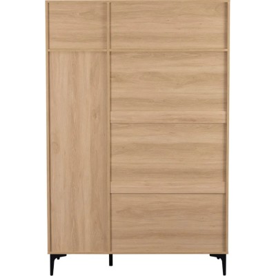 Miami 3 Door Wardrobe - Oak Effect/Black | Murphy Furniture