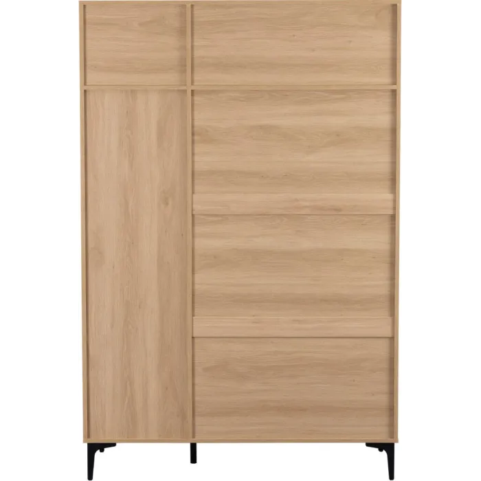 Miami 3 Door Wardrobe - Oak Effect/Black | Murphy Furniture