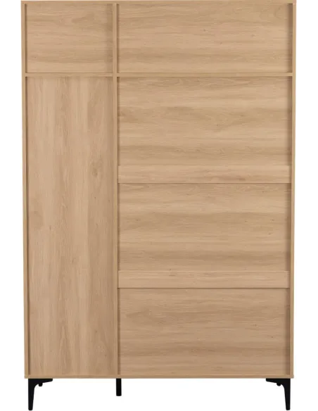 Miami 3 Door Wardrobe - Oak Effect/Black | Murphy Furniture