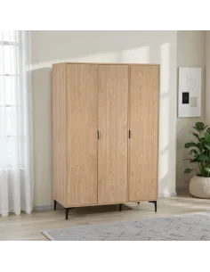 Miami 3 Door Wardrobe - Oak Effect/Black | Murphy Furniture