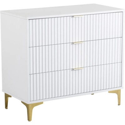Miami 3 Drawer Chest - White/Gold | Murphy Furniture