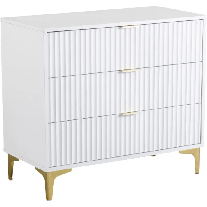 Miami 3 Drawer Chest - White/Gold | Murphy Furniture