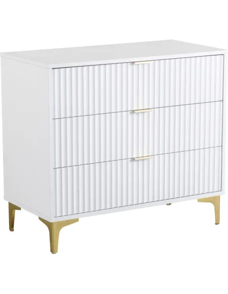 Miami 3 Drawer Chest - White/Gold | Murphy Furniture