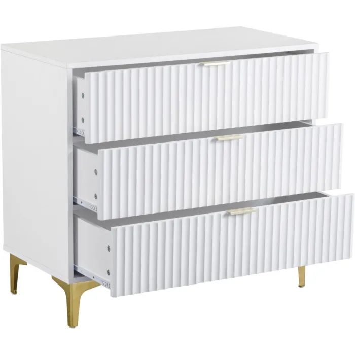 Miami 3 Drawer Chest - White/Gold | Murphy Furniture