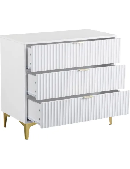 Miami 3 Drawer Chest - White/Gold | Murphy Furniture