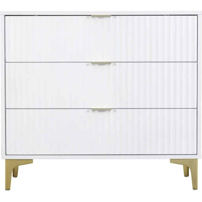 Miami 3 Drawer Chest - White/Gold | Murphy Furniture